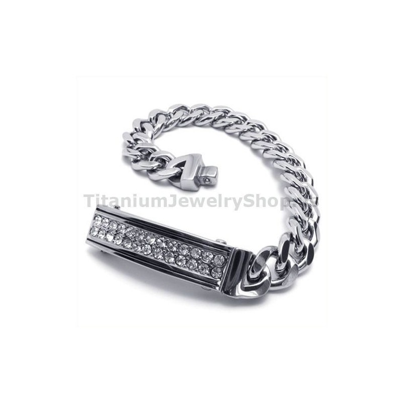 Herrearmbånd I Titanium Med Diamanter Herrearmbånd I Titanium Med Diamanter