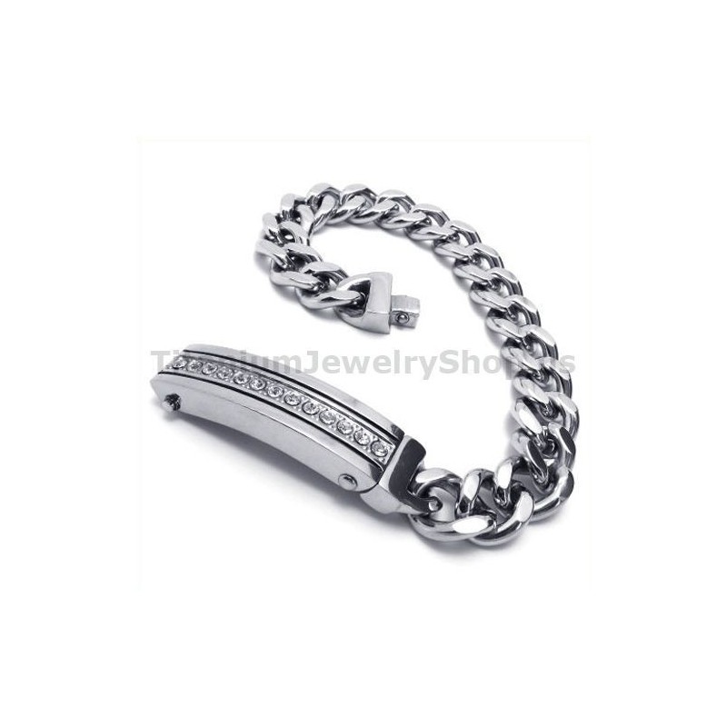 Herrearmbånd I Titanium Med Diamanter Herrearmbånd I Titanium Med Diamanter