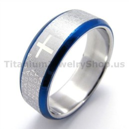 Kryds Titanium Ring (Blå)