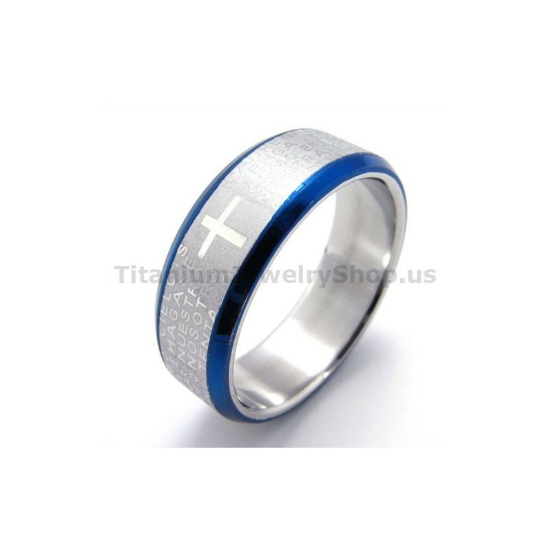 Kryds Titanium Ring (Blå)