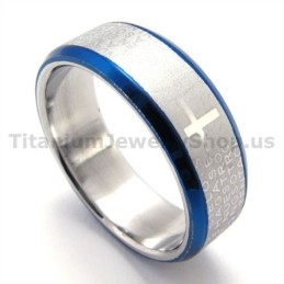 Kryds Titanium Ring (Blå)