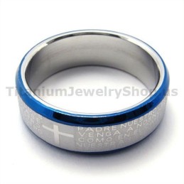 Kryds Titanium Ring (Blå)