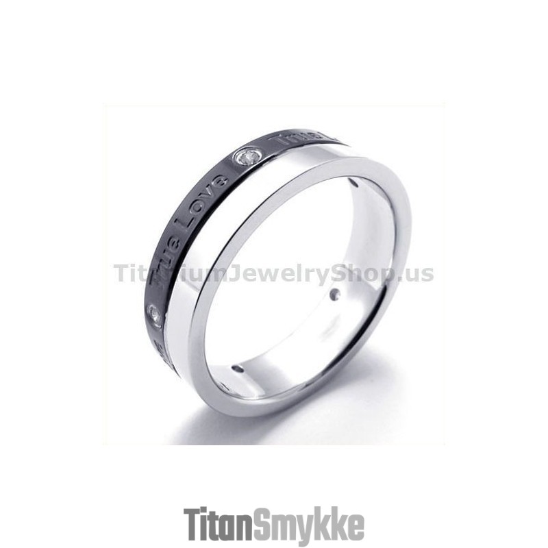 True Love Sort Titaniumring Med Diamant