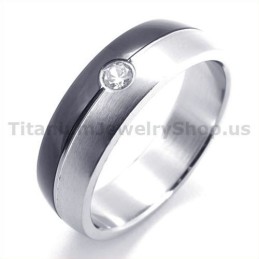Sort Titaniumring Med Diamant