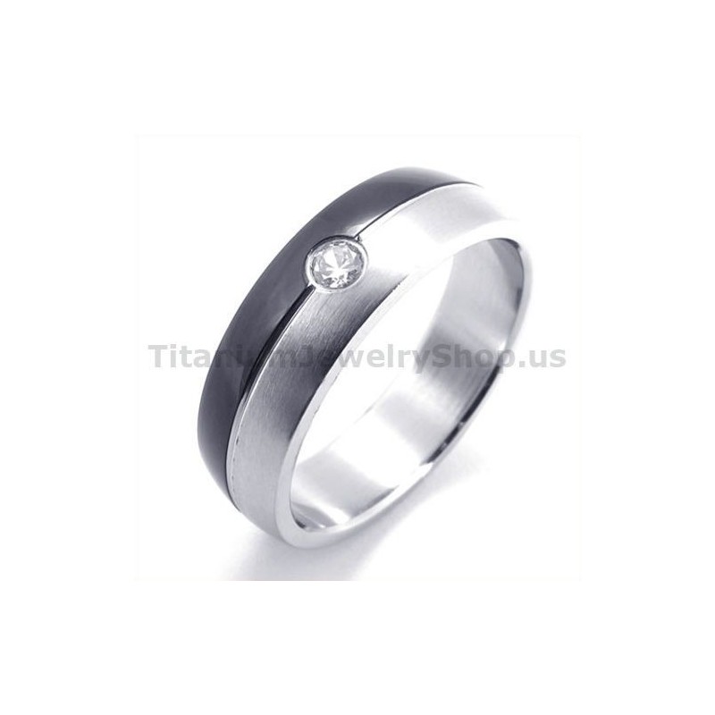 Sort Titaniumring Med Diamant