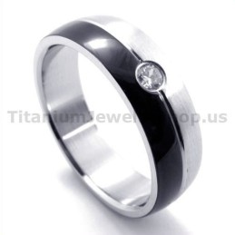 Sort Titaniumring Med Diamant