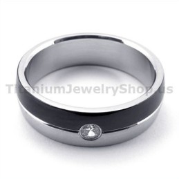 Sort Titaniumring Med Diamant