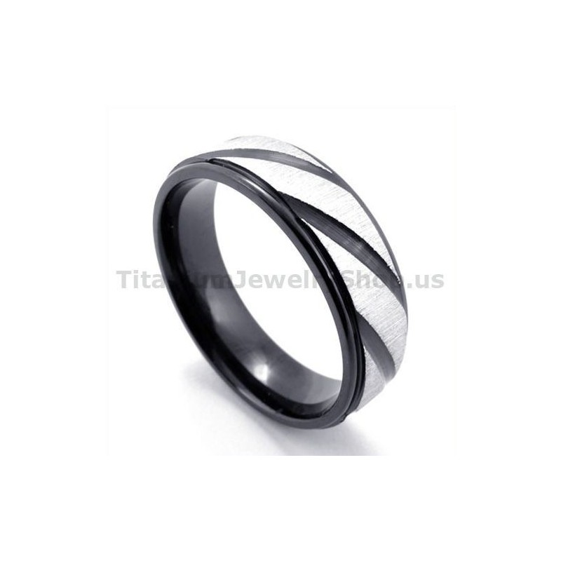 Sort Titaniumring Med Diamant
