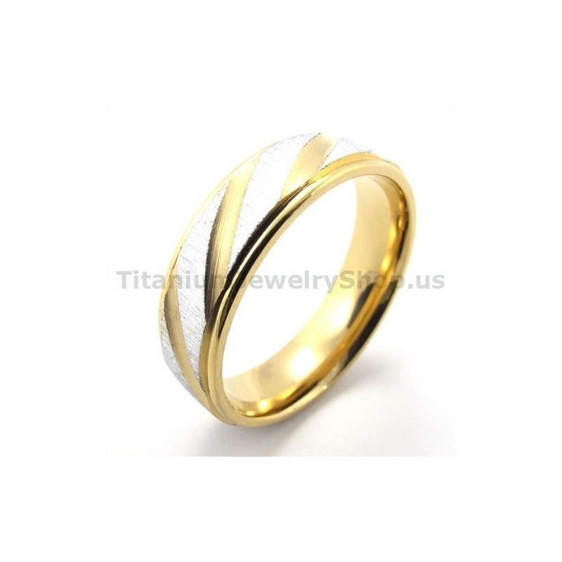 Gylden Titaniumring Med Diamant Gylden Titaniumring Med Diamant