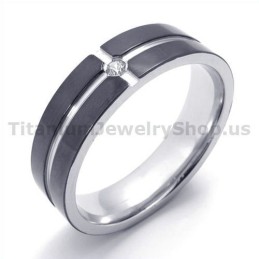 Sort Titaniumring Med Diamant