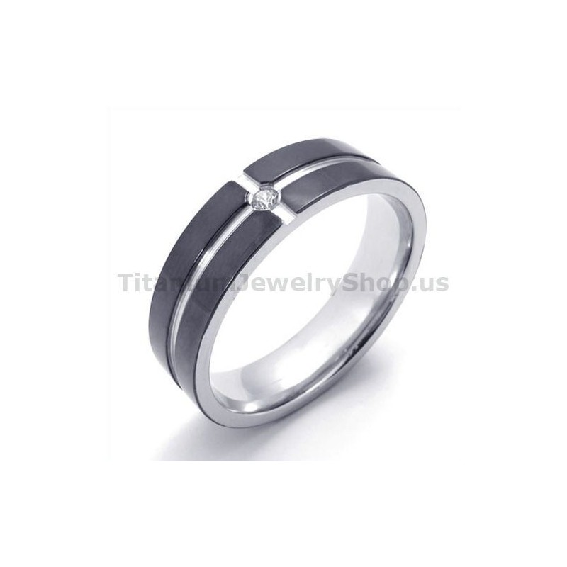 Sort Titaniumring Med Diamant