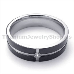 Sort Titaniumring Med Diamant