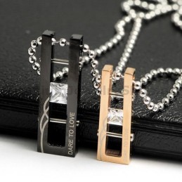 Vov At Elske Elskere Titanium Vedhæng Med Diamanter Valentinsdagsgaver - Gratis Kæder