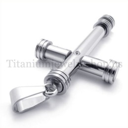 Sølvcylinder Mode Titanium Kors Vedhæng