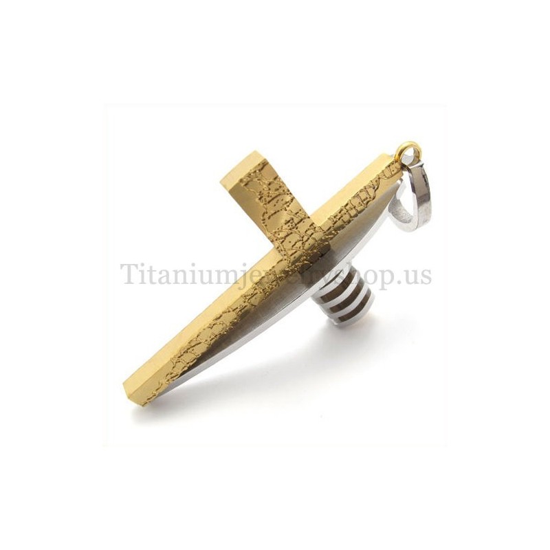 Guld Og Sølv Asymmetrisk Form Mode Titanium Kors Vedhæng Til Mænd Guld Og Sølv Asymmetrisk Form Mode Titanium Kors Vedhæng Til Mænd