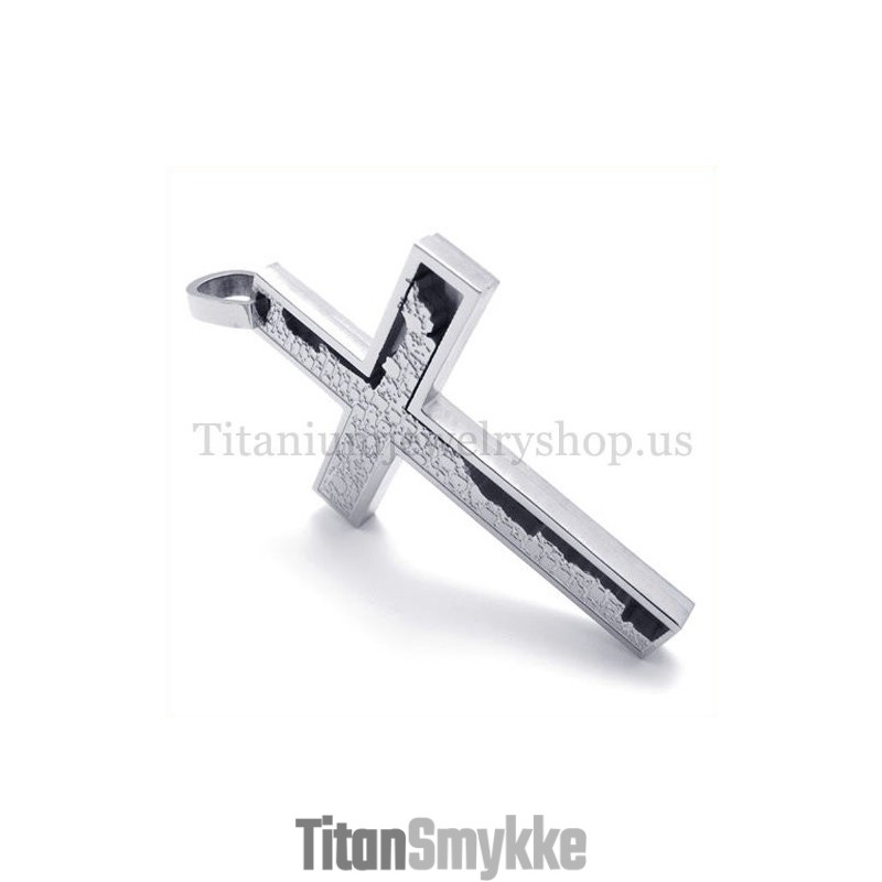 Ufuldstændig Udfyldning Sølv Kvadratisk Titanium Kors Vedhæng