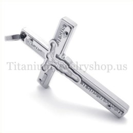 Udskåret Jesus Titanium Kors Vedhæng