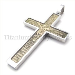 Guldudskåret Jesus-Mønster Og Bibelsk Mode Titanium Korsvedhæng