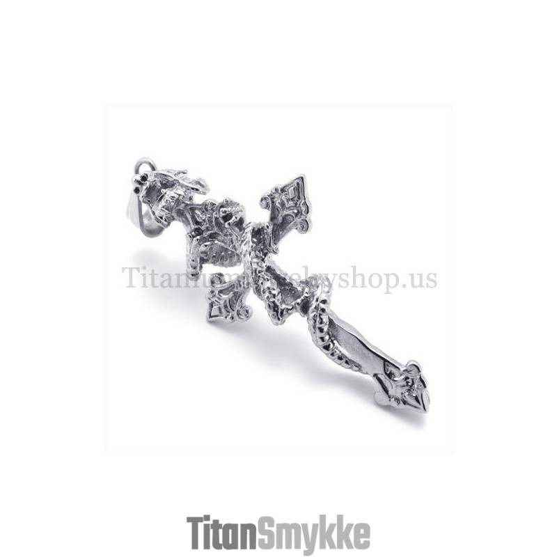 Spiralformet Drage Titanium Kors Vedhæng Spiralformet Drage Titanium Kors Vedhæng