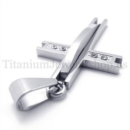 Sølv Med Diamanter, Mode Titanium Korsvedhæng