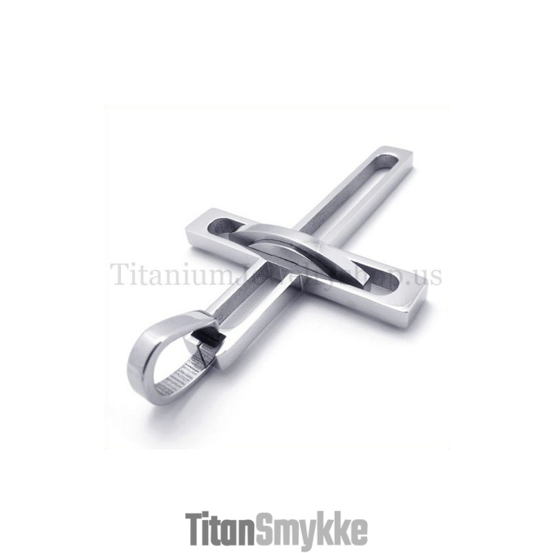 Sølv Ædel Mand Mode Titanium Kors Vedhæng