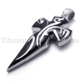 Mænds Sværd Ren Sort Titanium Vedhæng