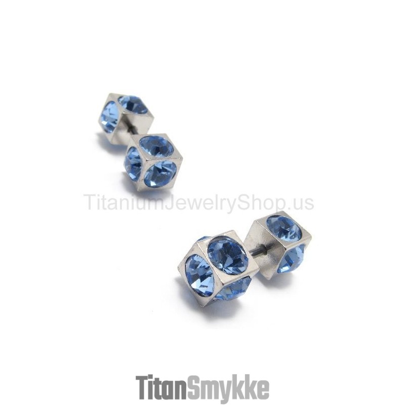 Æsker Med Titaniumindlagte Blå Diamantøreringe