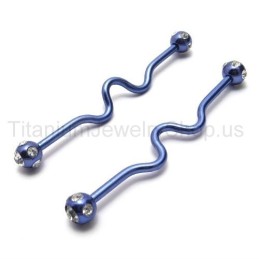 Blå Twisted Titanium Øreringe
