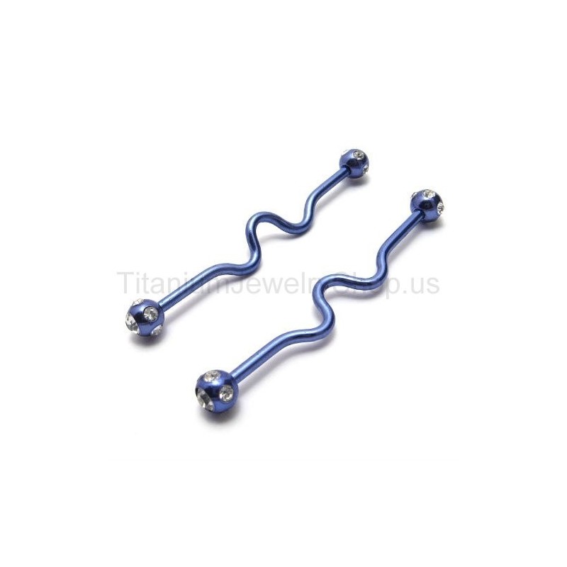 Blå Twisted Titanium Øreringe