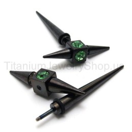 Sorte Titanium Grønne Diamantøreringe