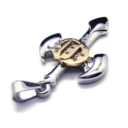 Herre Halskæde Med Vedhæng I Ren Titanium Og Sværd Og Kors