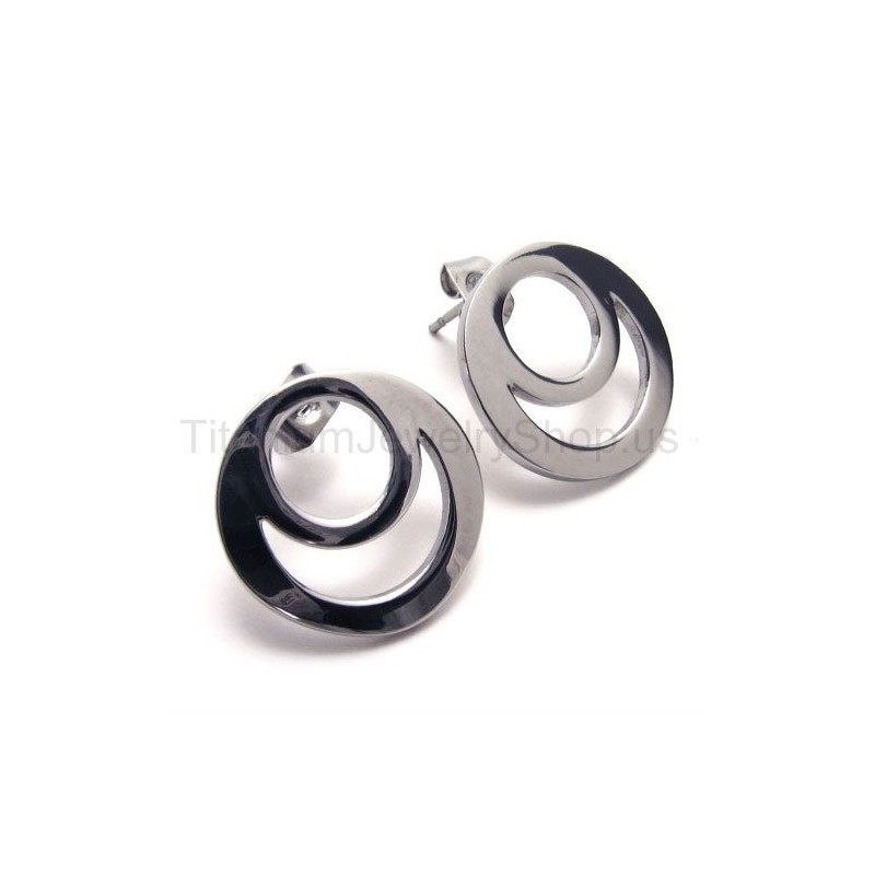 Sølv Two-Loop Titanium Øreringe Sølv Two-Loop Titanium Øreringe