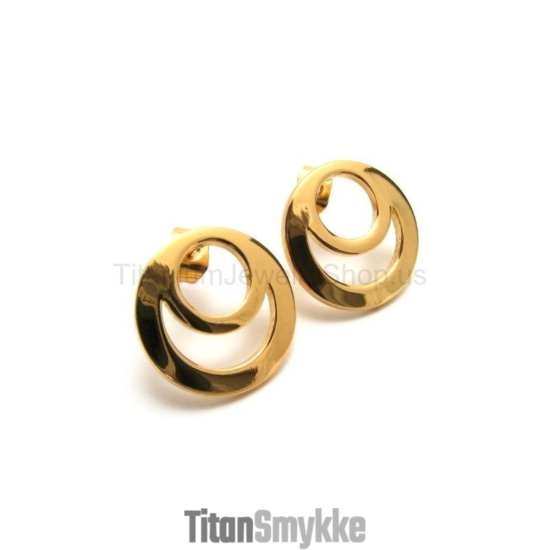Guld Two-Loop Titanium Øreringe