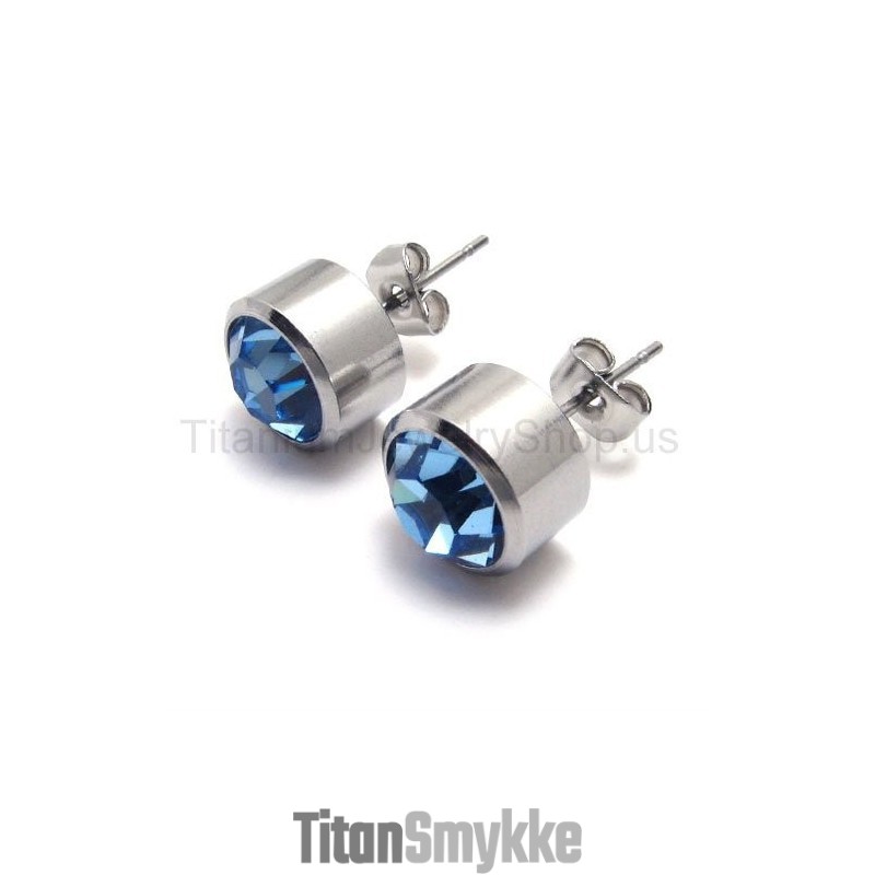 Sølv Tank Titanium Blå Diamant Øreringe