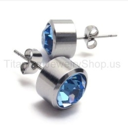 Sølv Tank Titanium Blå Diamant Øreringe
