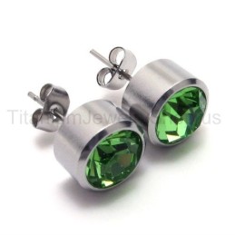 Sølv Tank Titanium Grønne Diamantøreringe