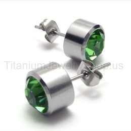 Sølv Tank Titanium Grønne Diamantøreringe
