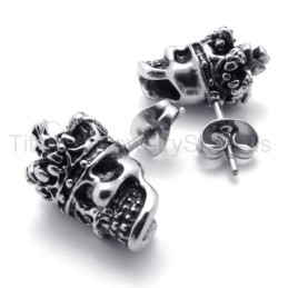 Hvide Øjne Kronekranie Titanium Øreringe