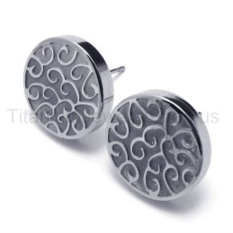 Graverede Sølv Titanium Øreringe