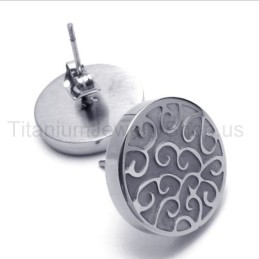 Graverede Sølv Titanium Øreringe