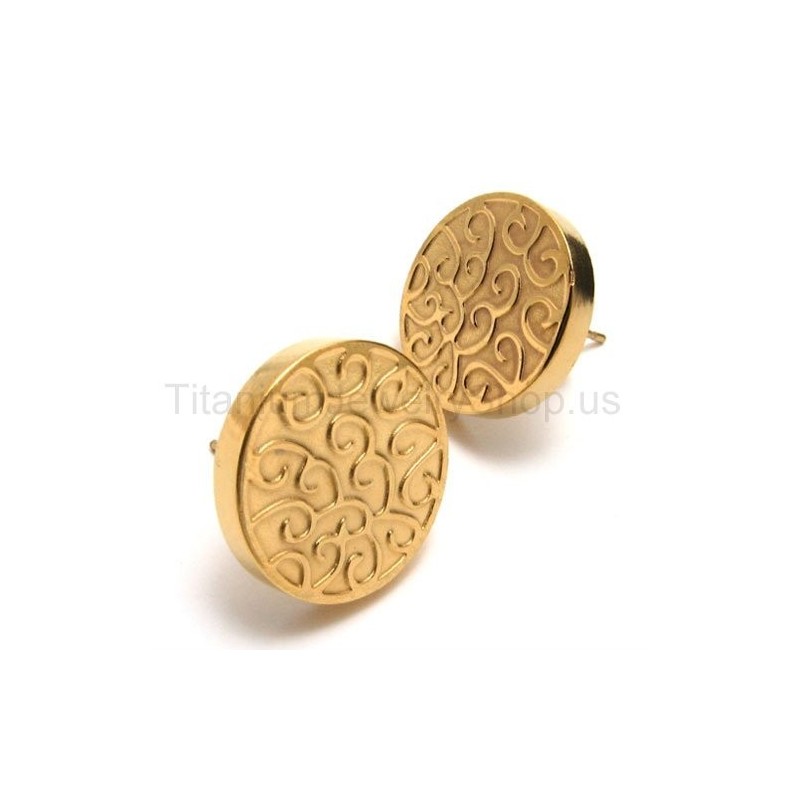 Graverede Guld Titanium Øreringe