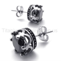 Retro Krone Titanium Øreringe