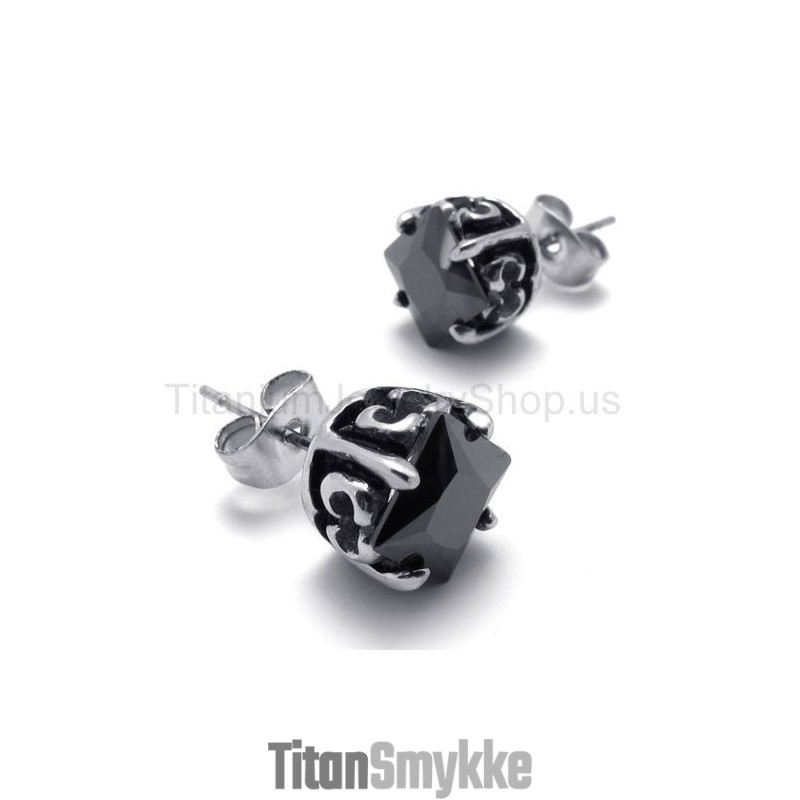 Sorte Retro Bud Titanium Øreringe