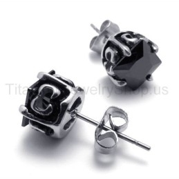 Sorte Retro Bud Titanium Øreringe