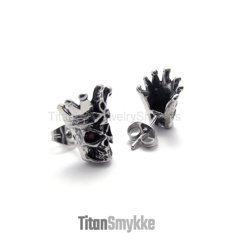 Røde Øjne Kranium Titanium Øreringe