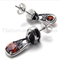 Røde Diamant Retro Titanium Øreringe