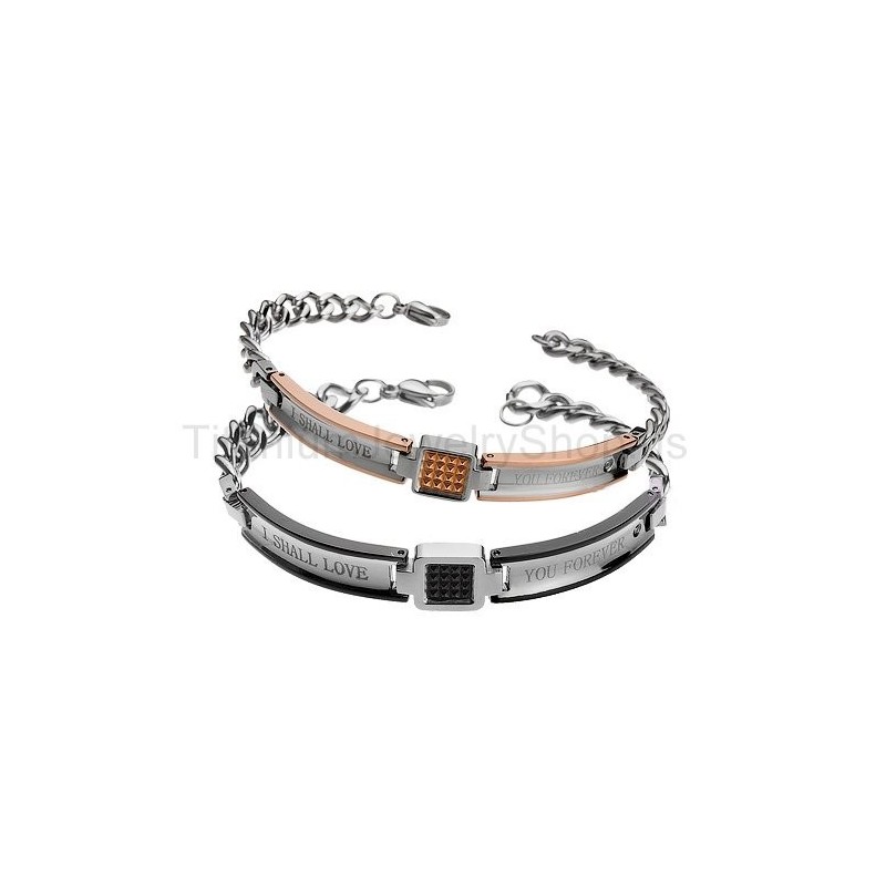 Jeg Vil Elske Dig For Evigt Titanium Lovers Armbånd