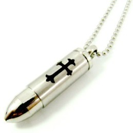 Mand Solid Cross Bullet Titanium Stål Halskæde Vedhæng Gave (Gratis Kæde)