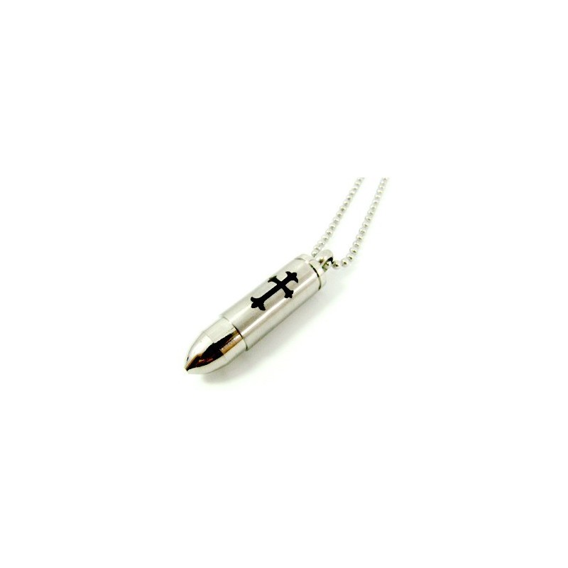 Mand Solid Cross Bullet Titanium Stål Halskæde Vedhæng Gave (Gratis Kæde)