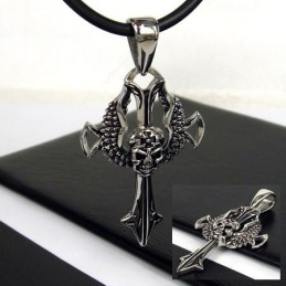 Cool Man Skull Cross Pure Titanium Vedhæng Gratis Kæde